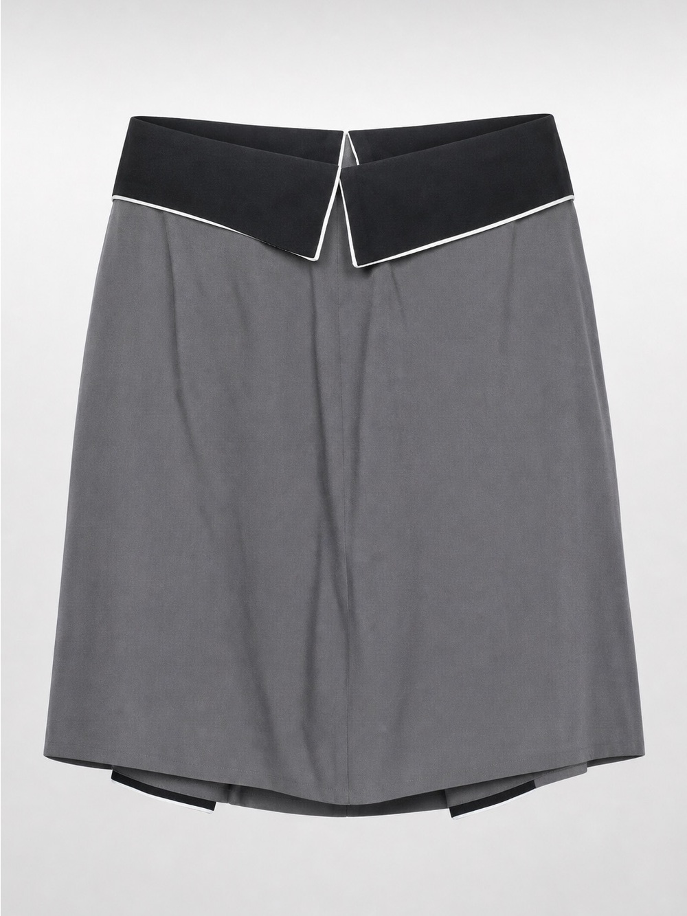 Diane Von Furstenberg Gray A-Line Skirt with Black Waistband